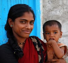Indian woman and her baby